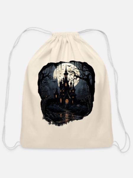 Midnight Castle - Cotton Drawstring Bag - natural