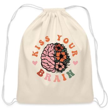 Floral Brain Bloom Circular Design - Cotton Drawstring Bag - natural - Front