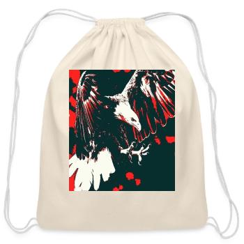 Eagle Landing - Cotton Drawstring Bag - natural - Front