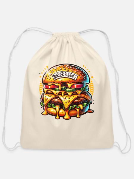 SQUAD : BURGER BUDDIES! - Cotton Drawstring Bag - natural