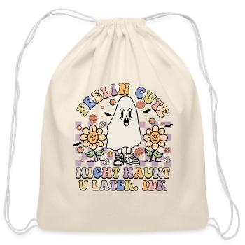 Halloween Cute Ghost - Cotton Drawstring Bag - natural - Front