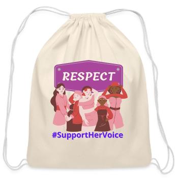 SupportHerVoiceArt related to woman empowerment. - Cotton Drawstring Bag - natural - Front
