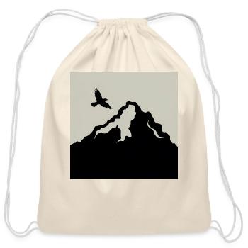 Mountain Bird flying Outdoors sky Hiking Forest - Cotton Drawstring Bag - natural - Front