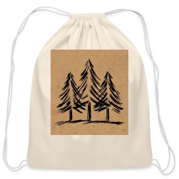 Skinny pine trees Pine forest gift for nature hike - Cotton Drawstring Bag - natural - Front