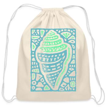 Geometric Sea Shell Doodle - Cotton Drawstring Bag - natural - Front