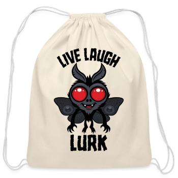 Live Laugh Lurk Kawaii Mothman Cryptid - Cotton Drawstring Bag - natural - Front