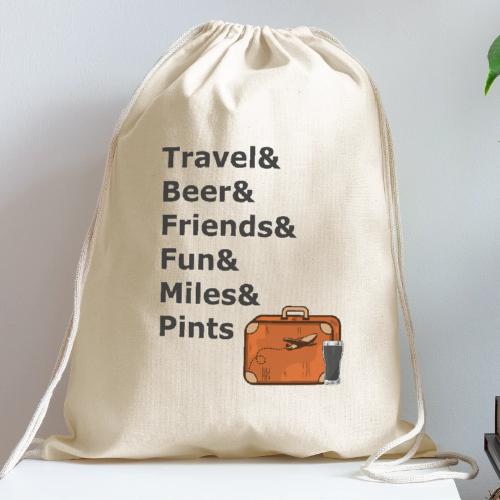 & Miles & Pints - Dark Lettering - Cotton Drawstring Bag