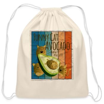 Funny Cat Avocado - Cotton Drawstring Bag - natural - Front