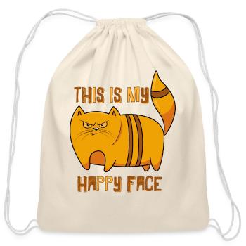 Angry cat blue - Cotton Drawstring Bag - natural - Front