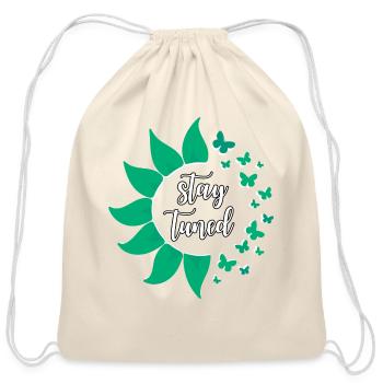 stay tuned t-shirt, motivation, social relations - Cotton Drawstring Bag - natural - Front