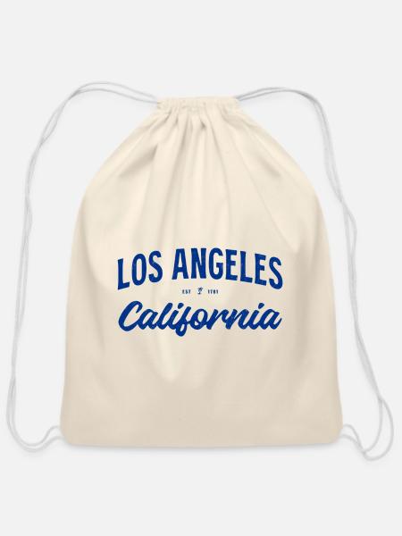 Los Angeles California - Cotton Drawstring Bag - natural