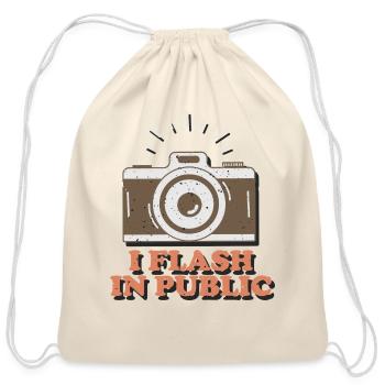 I Flash In Public Funny Photographer - Cotton Drawstring Bag - natural - Front