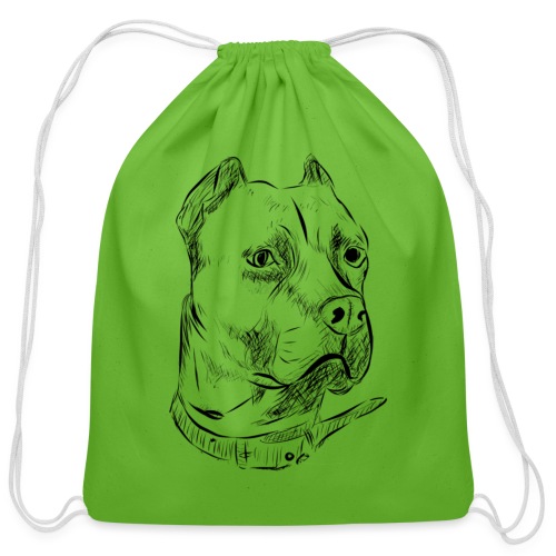 Dog Head | Black - Cotton Drawstring Bag