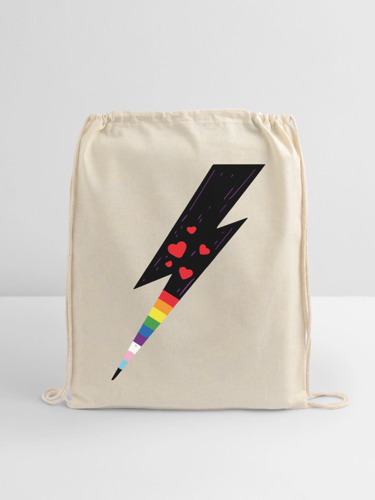 Pride Lightning - Cotton Drawstring Bag - natural - Front