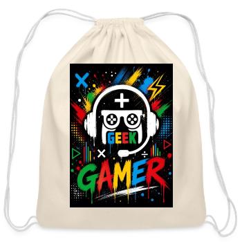 Gamer Geek Neon Splash - Cotton Drawstring Bag - natural - Front