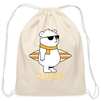 No Bad Vibes green - Cotton Drawstring Bag - natural - Front
