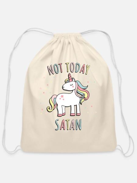 Not Today Satan Unicorn - Cotton Drawstring Bag - natural