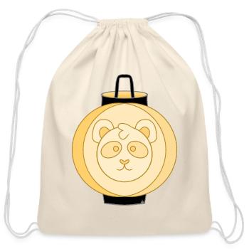 Golden Panda Lantern - Cotton Drawstring Bag - natural - Front
