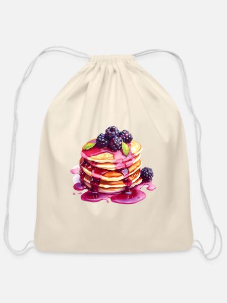 Blackberry Pancakes With Syrup - Cotton Drawstring Bag - natural
