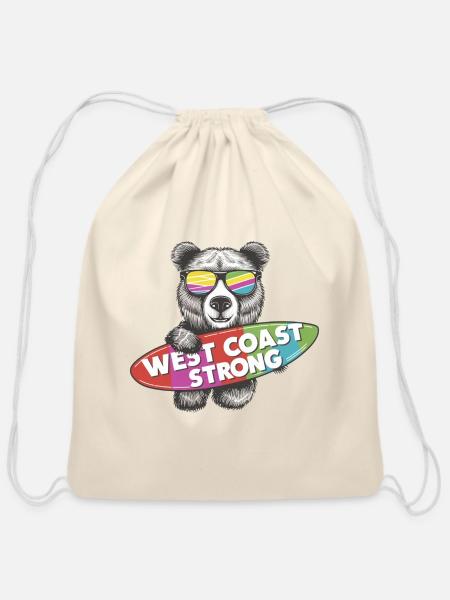 West Coast Strong - Cotton Drawstring Bag - natural