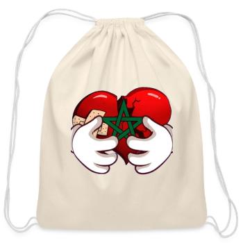 "Moroccan Heartstrong: Unite for Earthquake Relief - Cotton Drawstring Bag - natural - Front