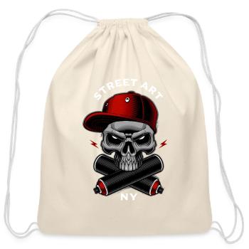 Urban Skull Graffiti NY - Cotton Drawstring Bag - natural - Front