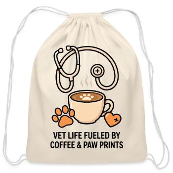 Vet Cafe Paw Latte - Cotton Drawstring Bag - natural - Front