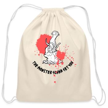 the monster gonna get you - Cotton Drawstring Bag - natural - Front