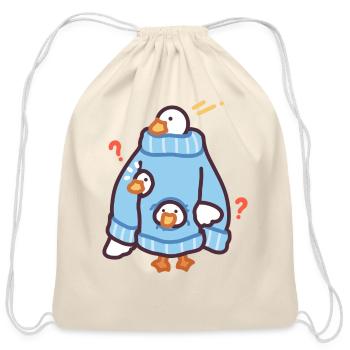 I m Actually Three Duckies In A Sweater - Cotton Drawstring Bag - natural - Front