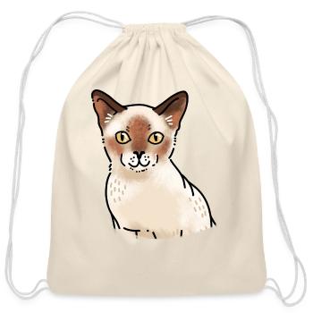 Cure smiling Burmese Cat face - Cotton Drawstring Bag - natural - Front