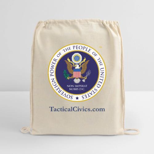 The People's Seal with blue url - Cotton Drawstring Bag