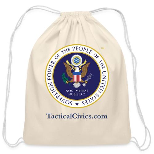 The People's Seal with blue url - Cotton Drawstring Bag