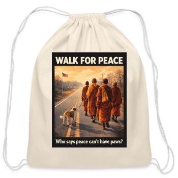 Walk for Peace – Compassion Walk with Dog - Cotton Drawstring Bag - natural - Front