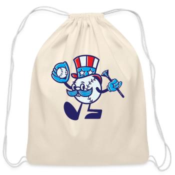 Mr Baseball - Cotton Drawstring Bag - natural - Front