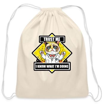Funny cat - Cotton Drawstring Bag - natural - Front