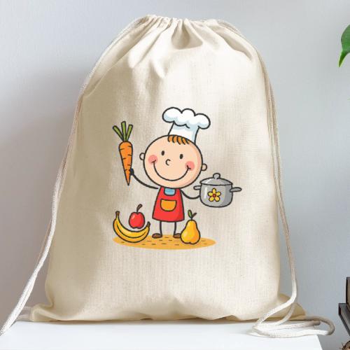 Cute Little Chef Cooking with Vegetables Design - Cotton Drawstring Bag