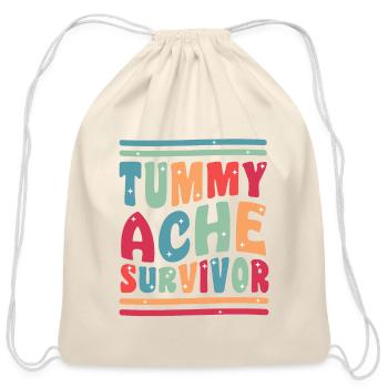 Tummy Ache Survivor Funny - Cotton Drawstring Bag - natural - Front