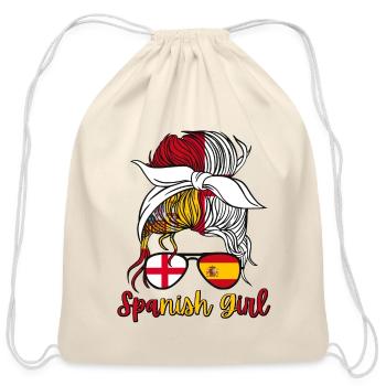 España Half English Half Spanish Girl Spain - Cotton Drawstring Bag - natural - Front