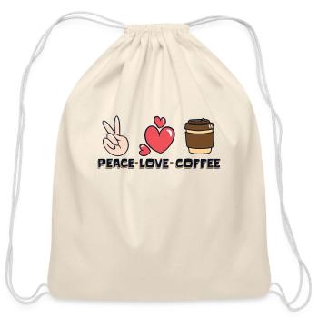 Peace Love Coffee Latte Art Barista Queen Coffee - Cotton Drawstring Bag - natural - Front