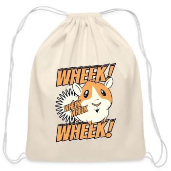 Wheek Long Hair American Crested Cavy Caviidae - Cotton Drawstring Bag - natural - Front