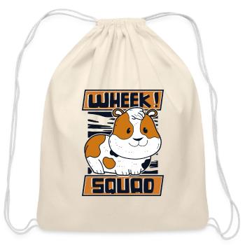 Wheek Squad American Crested Cavy Caviidae Guinea - Cotton Drawstring Bag - natural - Front
