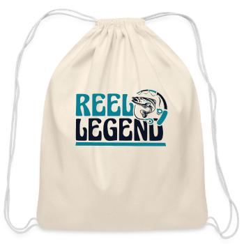 Reel Legend Deep Sea Boat Ice Fisherman Fly - Cotton Drawstring Bag - natural - Front