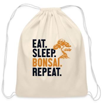 Eat Sleep Bonsai Repeat Indoor Bonsai Bonsai Pots - Cotton Drawstring Bag - natural - Front