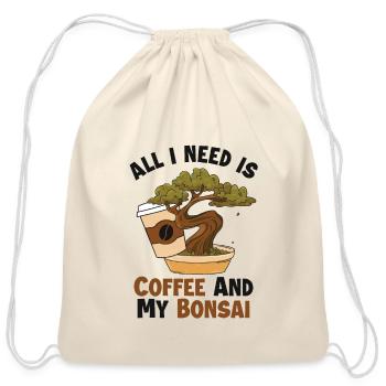 Coffee and my Bonsai Bonsai Pots Penjing - Cotton Drawstring Bag - natural - Front