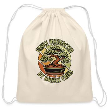 Easily Distracted By Bonsai Trees Bonsai Pots - Cotton Drawstring Bag - natural - Front