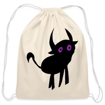 Whimsical Alien Face Design - Cotton Drawstring Bag - natural - Front