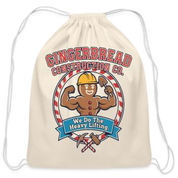 Gingerbread Construction Crew - Cotton Drawstring Bag - natural - Front
