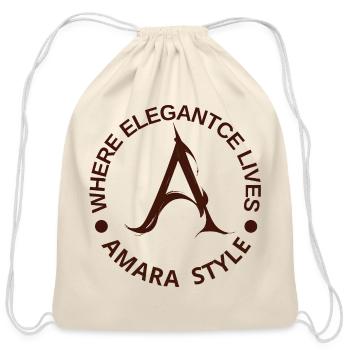 Amara Elegant A Letter Emblem - Cotton Drawstring Bag - natural - Front