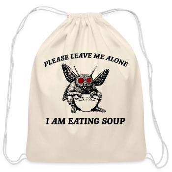 Retro Mothman Eating Soup Cryptid 90s - Cotton Drawstring Bag - natural - Front