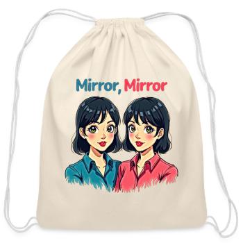 Two Anime Girls with Mirror Effect - Cotton Drawstring Bag - natural - Front